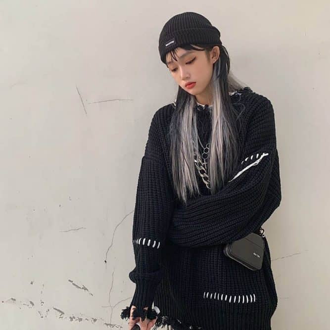 VINTAGE AESTHETIC LONG SLEEVE OVERSIZED KNITTED SWEATER | Goth ...