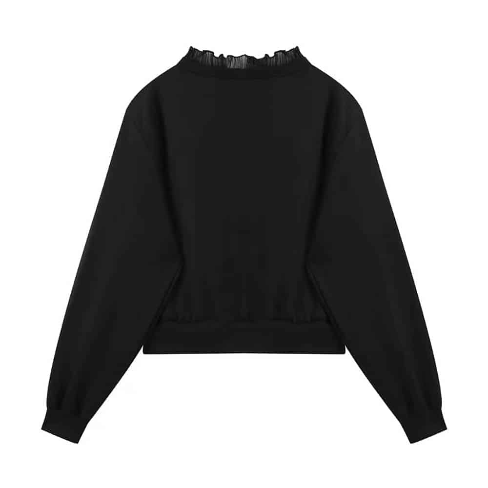 VINTAGE BLACK LONG SLEEVE SWEATER WITH RUFFLES