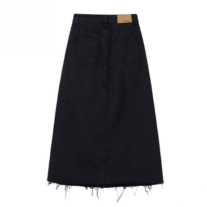 Black Aesthetic Midi Denim Skirt | Goth Aesthetic Shop