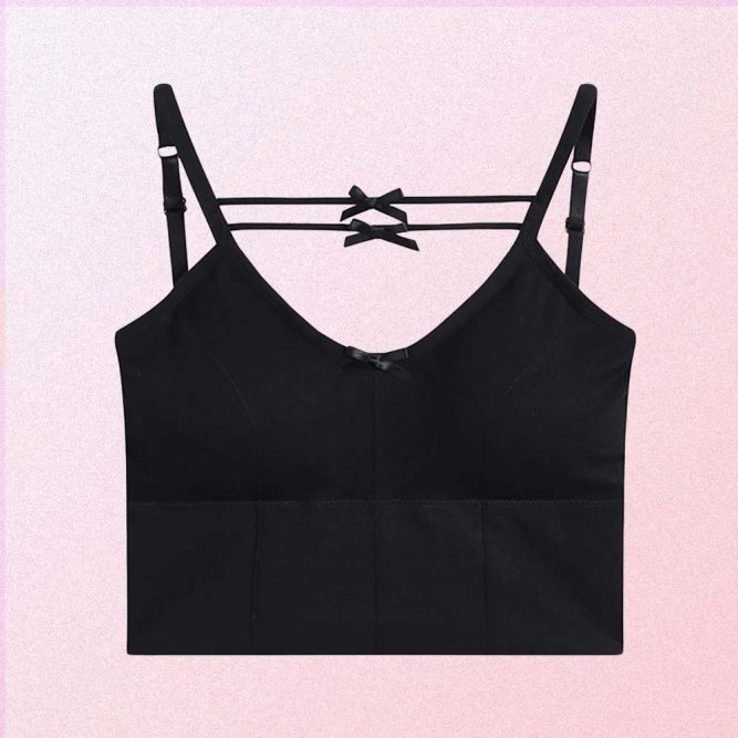 BLACK AESTHETIC SLEEVELESS CROP TOP WITH BOWS