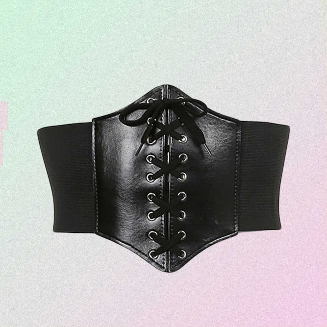 BLACK LACE UP GOTH AESTHETIC LEATHER CORSET