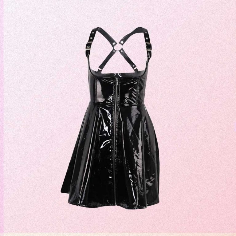 Black Sleeveless Latex Goth Aesthetic Dress | Goth Aesthetic Shop