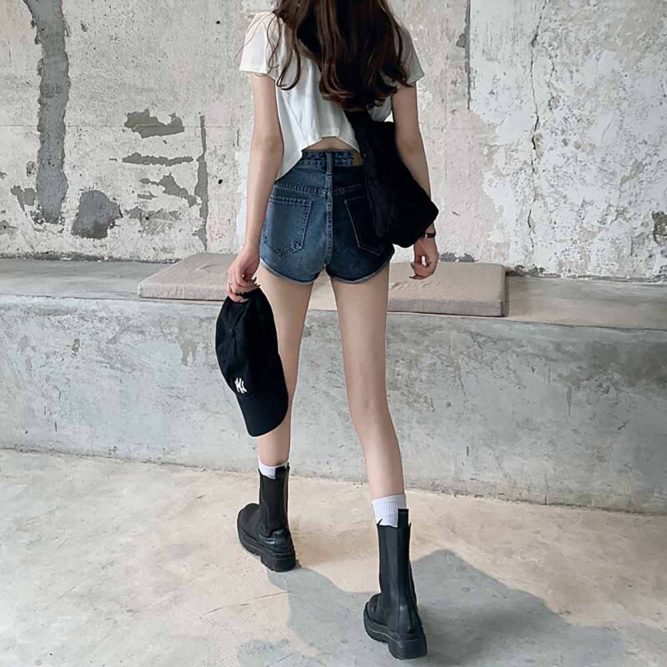 Grunge Aesthetic High Waist Two-Color Shorts | Goth Aesthetic Shop