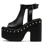 Black Goth Aesthetic Studded Sandals With Zipper | Goth Aesthetic Shop