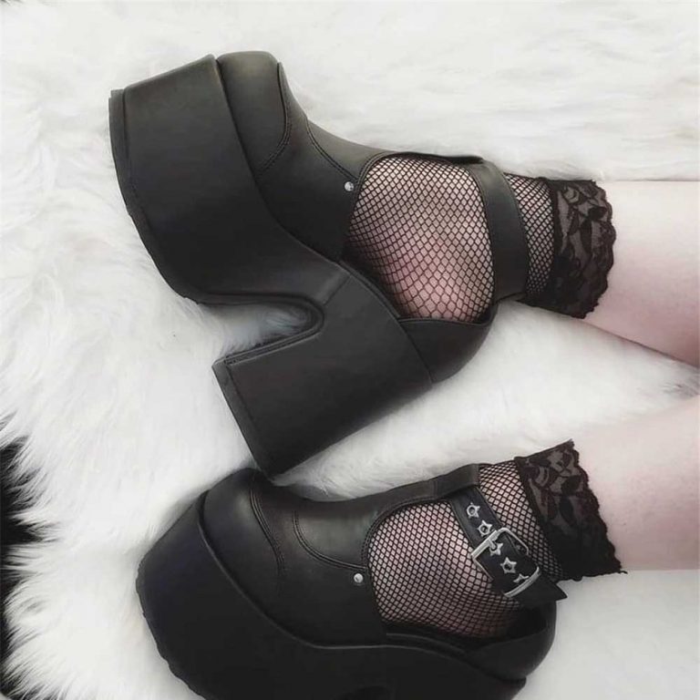 Black High Ankle Goth Aesthetic Strappy Sandals | Goth Aesthetic Shop