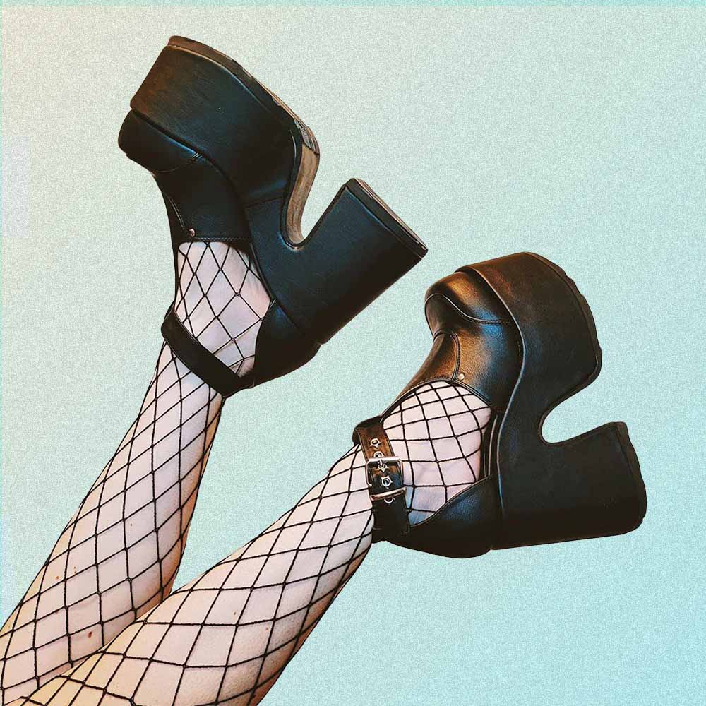 BLACK HIGH ANKLE GOTH AESTHETIC STRAPPY SANDALS
