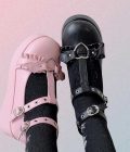 PINK & BLACK AESTHETIC SANDALS WITH BAT HEART STRAPS