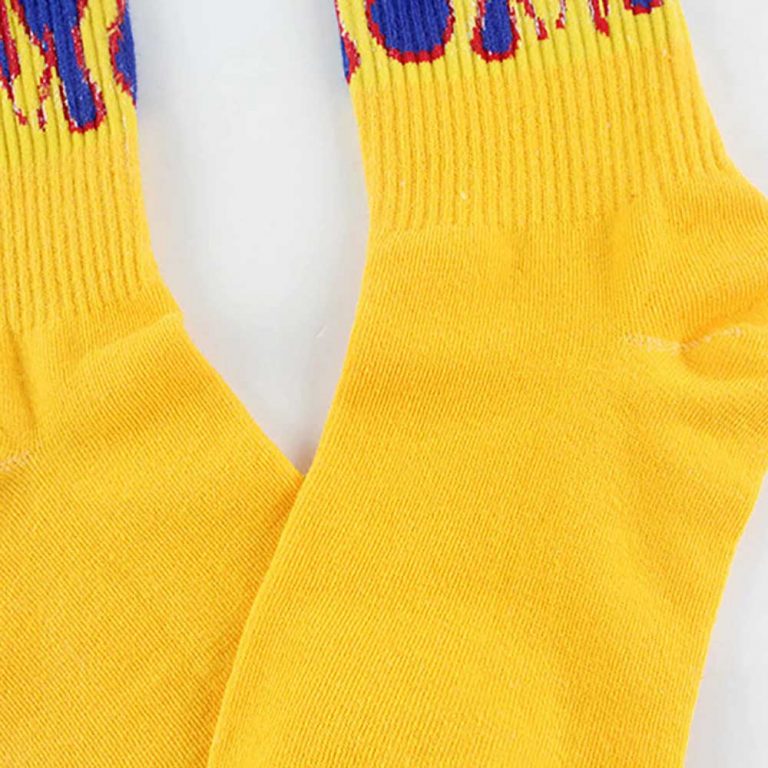 Red Flame Yellow Aesthetic Skate Socks | Goth Aesthetic Shop