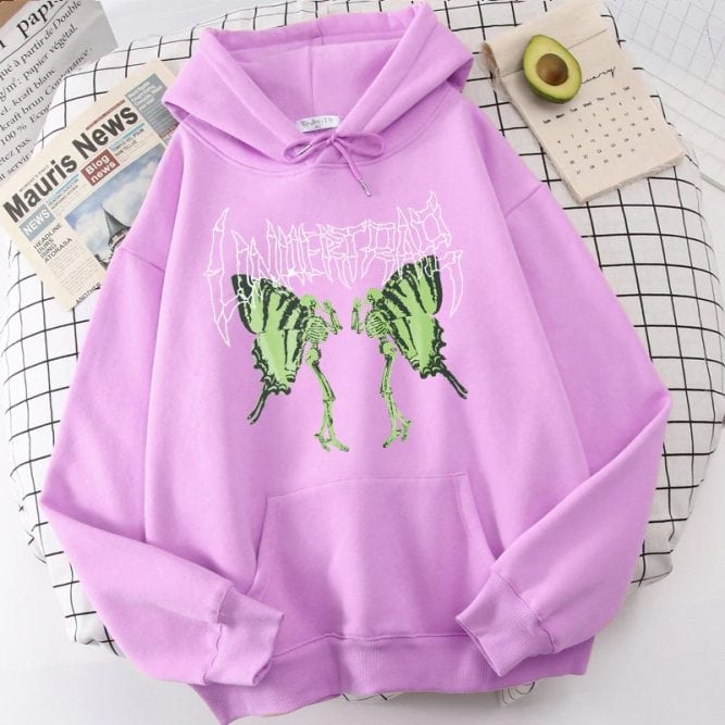 Undertrap Butterfly Print Pink Pastel Goth Hoodie | Goth Aesthetic Shop