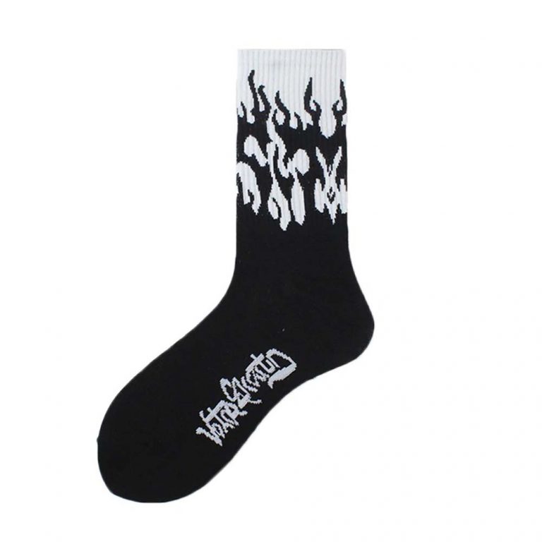Red Flame Black Aesthetic Skate Socks | Goth Aesthetic Shop