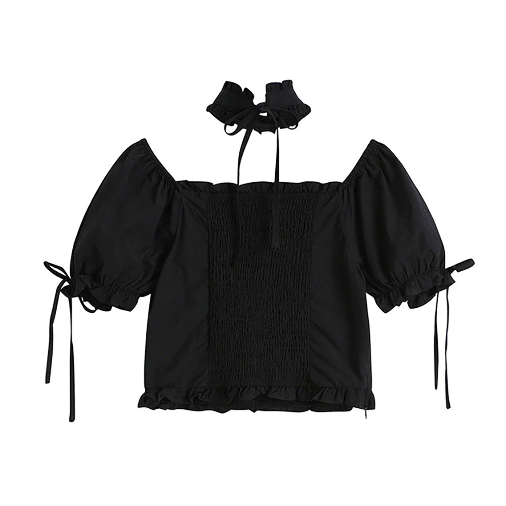 BLACK COTTAGEGORE AESTHETIC LOOSE BLOUSE