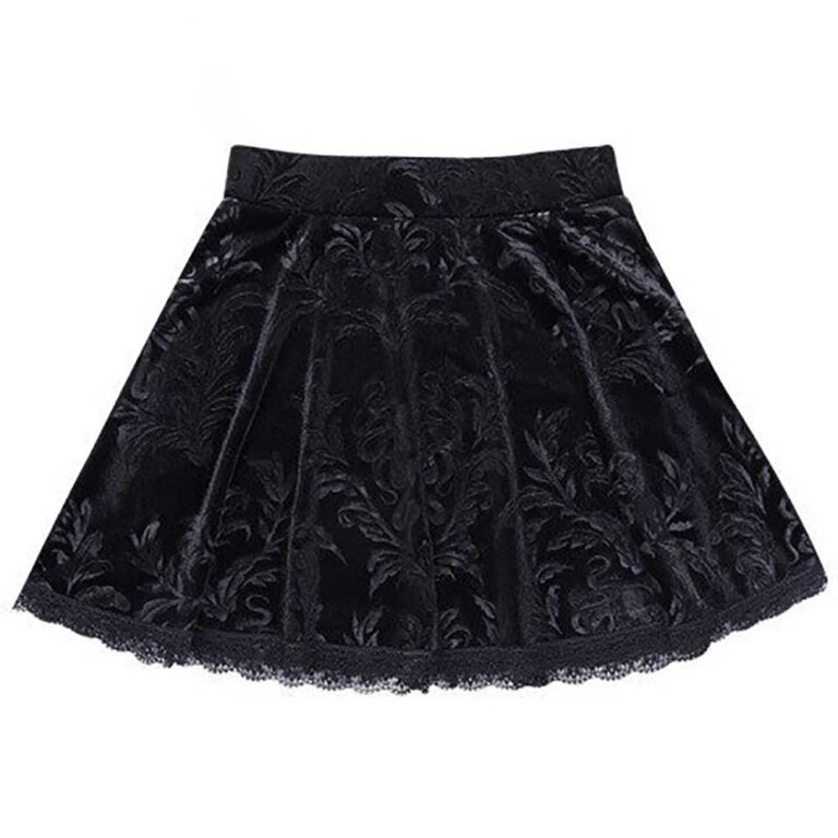 Black Goth Aesthetic Lace Velvet Mini Skirt | Goth Aesthetic Shop
