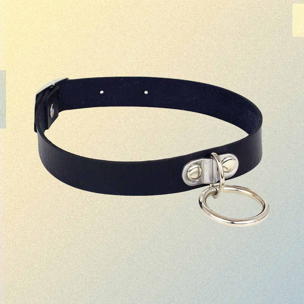BLACK GOTH AESTHETIC CHOKER WITH RING