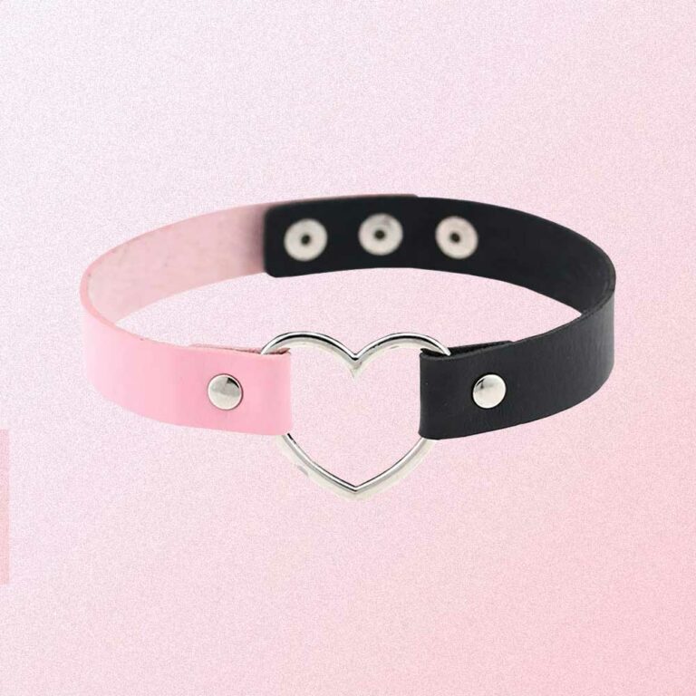 Pink & White Pastel Goth Aesthetic Heart Choker | Goth Aesthetic Shop
